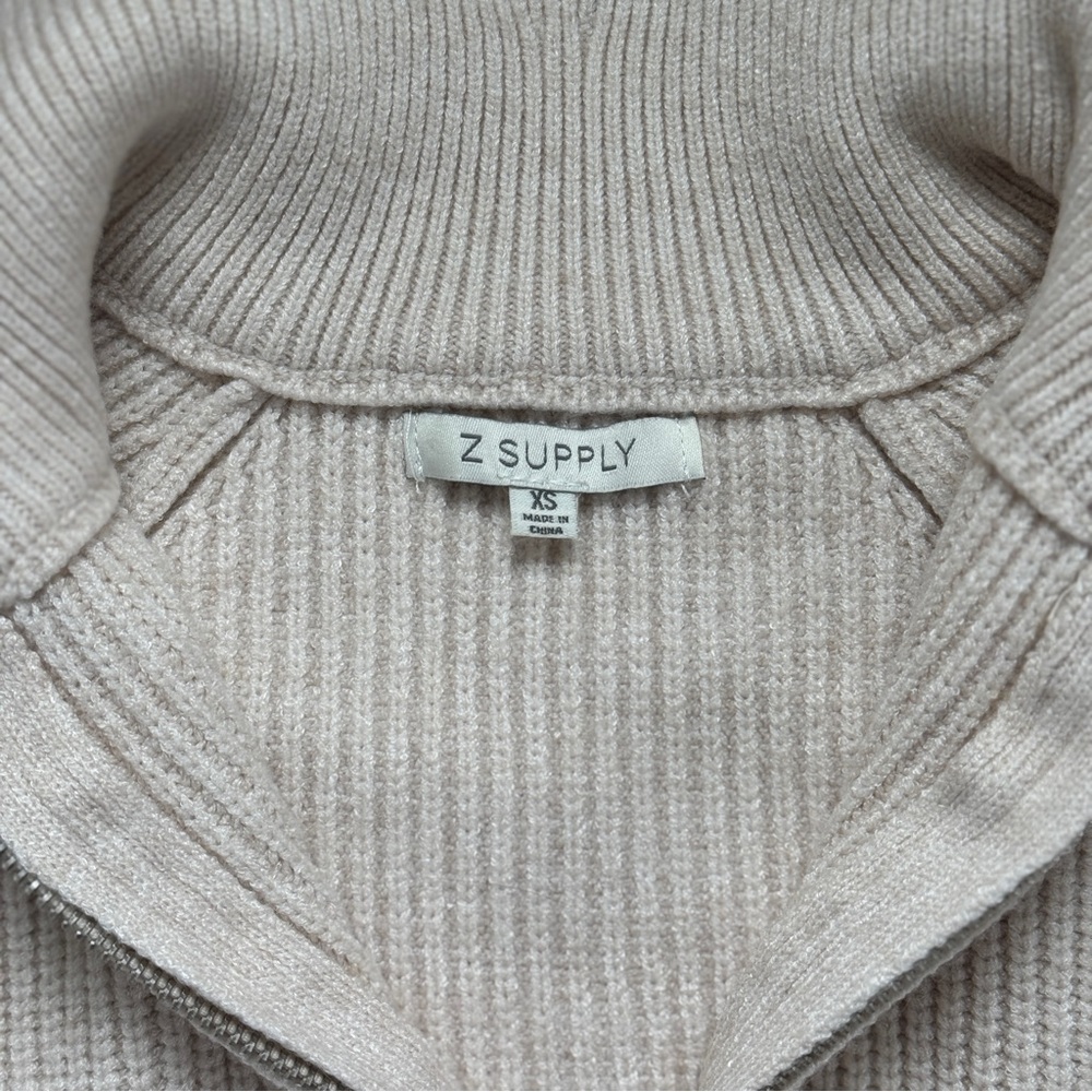 Z-SUPPLY | JAYCE 3/4 ZIP UP OATMEAL SANDSTONE HENLEY COLLAR COZY SWEATER - Picture 10 of 11